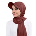 thumbnail image 2 of XIAOCHA Womens Solid Brimmed Hijab Headscarf Breathable Casual Head Cover,Coffee, 2 of 7