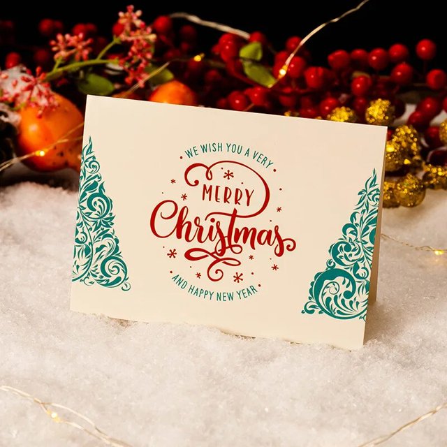 Tarjetas de Felicitación de Feliz Navidad, sobres de papel Kraft, tarjetas de papel en blanco personalizadas, tarjetas de invitación de Navidad para invitados, 10 piezas por juego