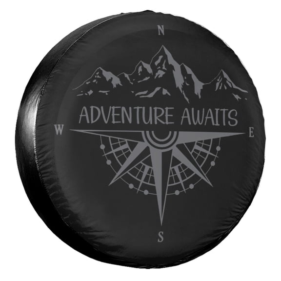 KAKALAD Adventure Awaits Mountain Compass Spare Tire Cover Universal Vehicle Accessories Buckle Car Tools 14”in