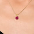 thumbnail image 3 of Gem Stone King 14K Yellow Gold Red Ruby Pendant Necklace for Women | 1.00 Cttw | Gemstone July Birthstone | Round 6MM | With 18 inch Chain, 3 of 6