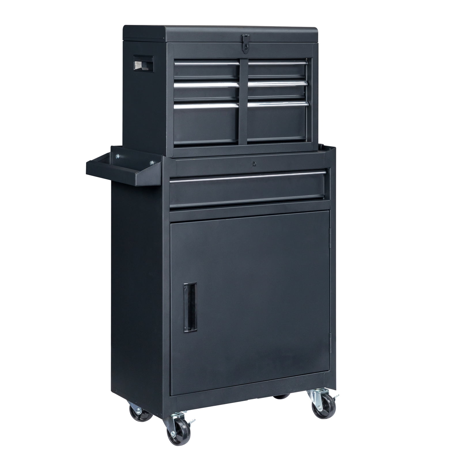 Gzxs 4-Drawer Rolling Tool Chest with Wheels, Tool Chest with Large Storage Cabinet and Adjustable Shelf, Portable Top Box with Locking System Tool Chest for Garage, Warehouse (Black)
