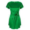 thumbnail image 4 of Staron Robe Femme Liquidation à Moins de 10 $ Manches Courtes Col Rond Ligne A Robe Mini Fluide Décontractée Été Ceinture Élégante Invité de Mariage Robe de Travail Verte TG, 4 of 6