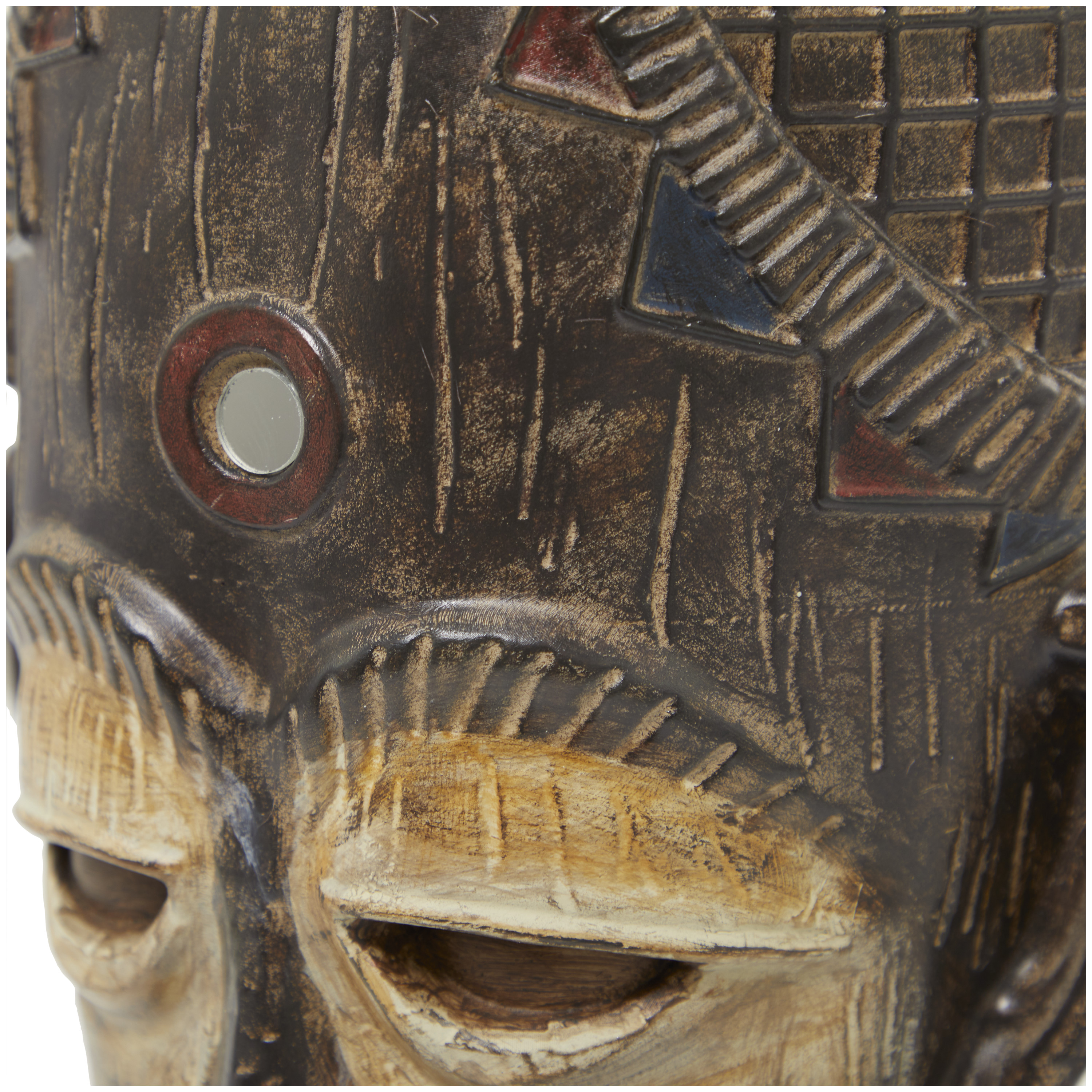 8" x 21" Brown Polystone Primitive African Mask Sculpture, by DecMode