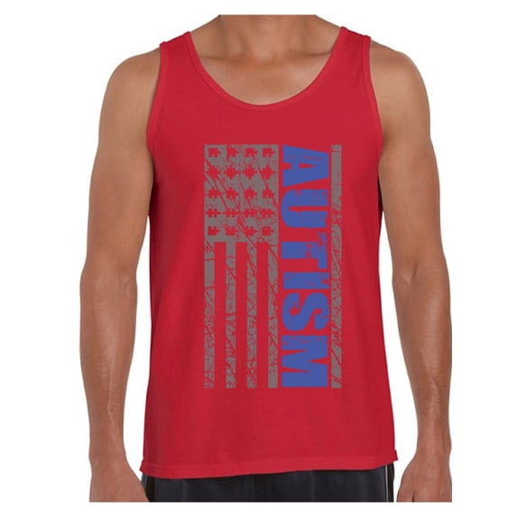 Men's Autism Awareness American Flag Graphic Tank Tops