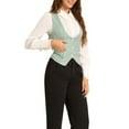 thumbnail image 4 of INSPIRE CHIC Vintage Vest for Women's Button Up Jacquard Steampunk Suit Waistcoat with Pockets S Light Green, 4 of 6