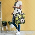 thumbnail image 4 of FORMRS Womens Canvas Tote Bag with Zipper Inner Pocket Shoulder Handbag, Green Flower Pattern, 4 of 7