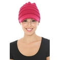 thumbnail image 2 of C.C BeanieTail Warm Knit Messy High Bun Ponytail Visor Beanie Cap, Hot Pink, 2 of 4