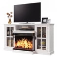thumbnail image 7 of Homall Fireplace TV Stand for TVs up to 65" 3-Sided Glass Modern Media Entertainment Center with Cabniet Storage Adjustable Flame Color Fireplace,White, 7 of 7