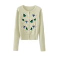 thumbnail image 1 of FOCUSNORM Women Christmas Knit Cardigan Long Sleeve Button Closure Embroidery Snowman Tree Casual Sweater, 1 of 1
