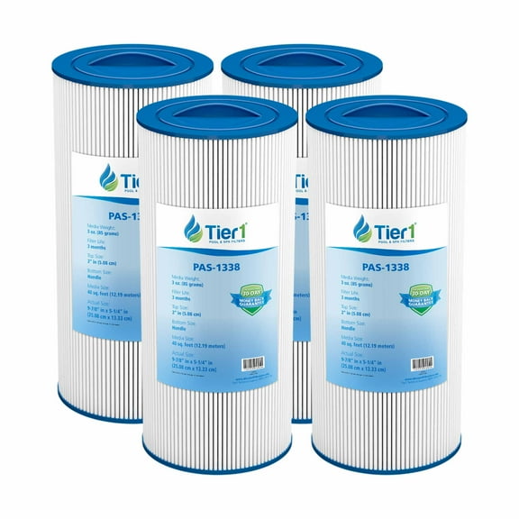 Tier1 Pool & Spa Filter Cartridge 4-pk | Replacement for Jacuzzi 6540-723, Pleatco PJW40SC-F2M, Filbur FC-2811, Unicel 5CH-402 and More | 40 sq ft Pleated Fabric Filter Media