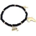 thumbnail image 3 of Icemond Women's Egyptian Symbols Charm 6mm 10" to 12" Stretchable Wooden Bead Anklet in Gold Tone, 3 of 4