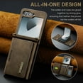 thumbnail image 3 of Crossbody Strap Case for Samsung Galaxy Z Flip 6 5G,Premium PU Leather Magnetic Detachable 2-In-1 Card Pocket Back Flip ID Credit Card Slots Kickstand Shockproof Business Slim Phone Case,Coffee, 3 of 12