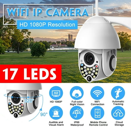 17 LED Light Security Camera Night Vision IP66 Waterproof 2MP Pan/Tilt/Zoom Wireless WiFi IR IP Cam Outdoor Motion Detection Alarm