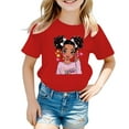 thumbnail image 1 of PMVFHDE T-Shirts pour Filles Hauts d'Été Mignons pour Filles T-Shirts Graphiques pour Filles T-Shirt Graphique pour Enfants Filles Col Rond Manches Courtes T-Shirt d'Été Rouge, 3-4 Ans, 1 of 5