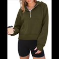 thumbnail image 3 of Sudaderas con Capucha para Mujer Sudaderas Forro Sudaderas de Entrenamiento de Moda de Otoño Chaquetas de Invierno Suéteres de Gran Tamaño Camisetas Ropa 2025 Verde M, 3 of 8