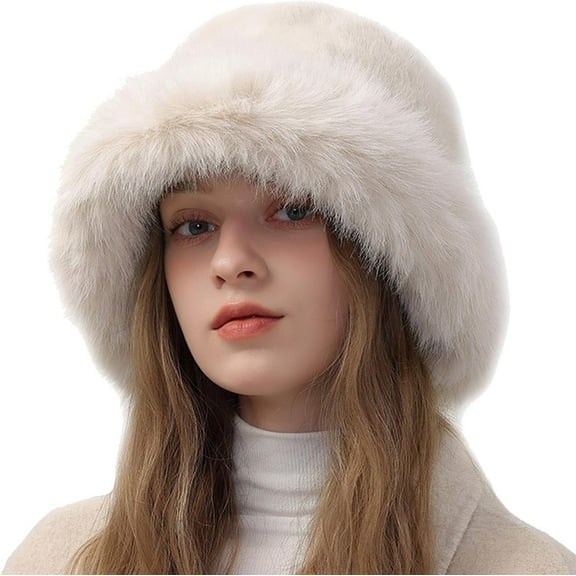 Ladies Winter Bucket Hat Ladies Furry Snow Hat Furry Fisherman Hat Warm Cute