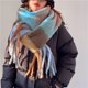 thumbnail image 2 of Mohair-Bufanda de Cachemira a cuadros de arcoíris para Mujer, chal a cuadros, cuello cálido, borla larga, Bufanda más gruesa, Invierno Fivean unisex, 2 of 2