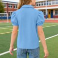 thumbnail image 5 of YNGKMEA Uniform Polo Shirts for Girls Short Sleeve Peter Pan Collar School Uniform Shirts Kids Cute Puff Sleeve Polo Shirt, 5 of 6