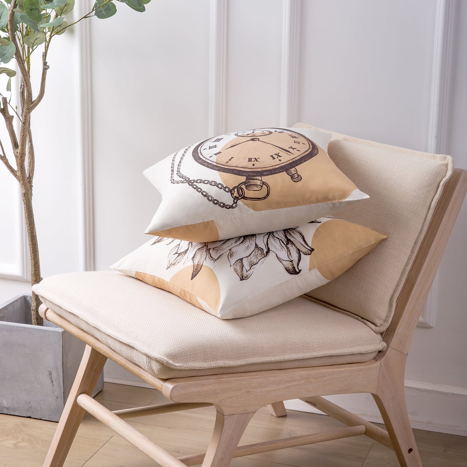 Phantoscope Geometric Series Decorative Throw Pillow Covers, Retro Phonograph, 18" x 18", Set of 4