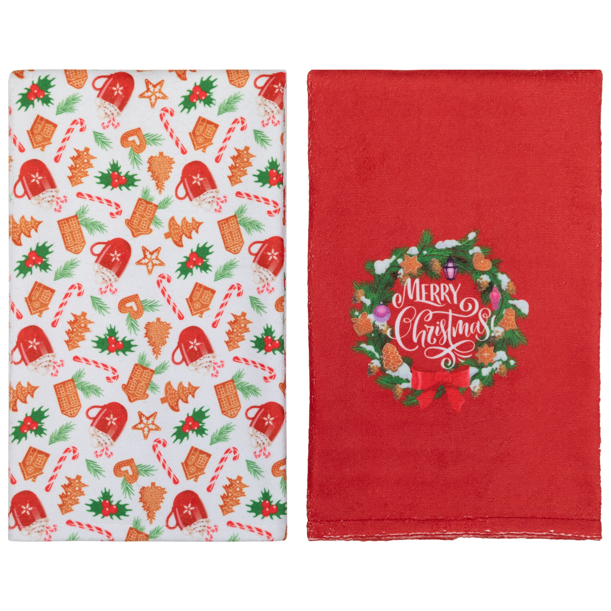 Merry Christmas Kitchen Tea Towels - 26" - Set of 2