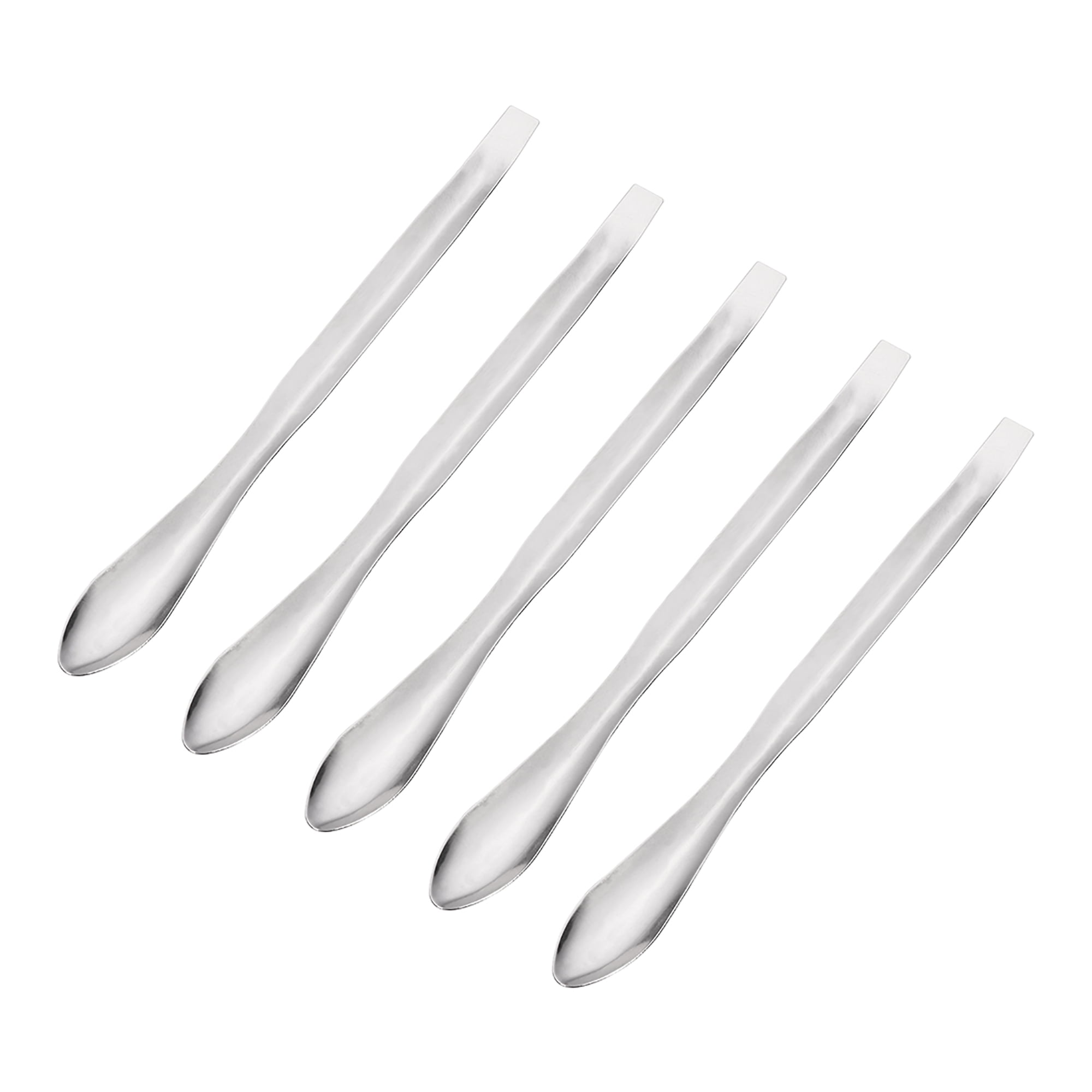 Uxcell 125mm Stainless Steel Micro Scoop Reagent Sample Spoon 5 Pack