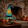 thumbnail image 4 of WWC Halloween Witch Hat Lamp, Handcrafted Vintage Stained Glass Resin Night Light, Gothic Glow-in-The-Dark Halloween Decor for Bedroom Desk Party, 4 of 7