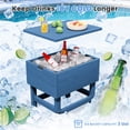 thumbnail image 3 of FUNDAZE Outdoor Cooler Table, Outdoor Side Table with 3 Gallon Ice Bucket,Detchable Top Lid, Patio Bar Table for Poolside, Party, Camping, Picnic, Navy Blue, 3 of 12
