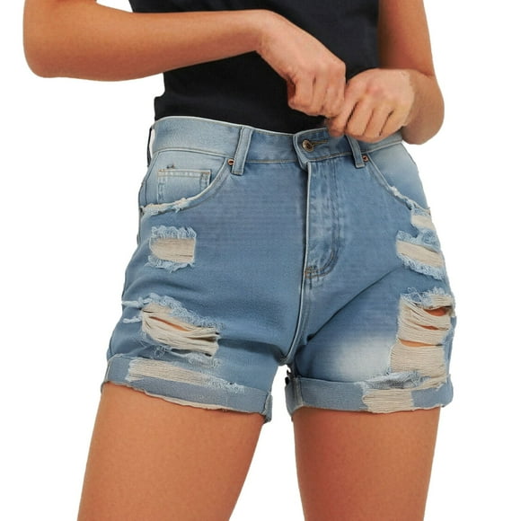 Hot Sale!BKQCNKM Jean Shorts Ripped Jean Shorts Y2k Shorts Split High Waist Denim Skorts Skirt Shorts Ripped Jeans Shorts Fringed Distressed Denim Shorts Summer Shorts for Women, Blue 3XL