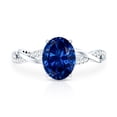 thumbnail image 4 of Rosec Jewels Oval Cut Lab Created Blue Sapphire Solitaire Ring with Diamond - 8X10 mm, 14K White Gold, US 5.00, 4 of 8