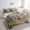 thumbnail image 3 of Feelyou 3D Rustic Rabbit Bedding Comforter Set 7 Pieces for Teens, Cute Easter Egg Full Bedding Set, Farmhouse Groovy Floral Reversible Fitted Sheet Flat Sheet, Microfiber Bedroom Decor, 3 of 8