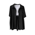 thumbnail image 2 of Boho Outfits for Women Casual Shorts Set Women Cotton Linen Button up Shirts and Drawstring Elastic Waist Shorts 2 Piece Summer Outfits Sets New Black XXL, 2 of 6