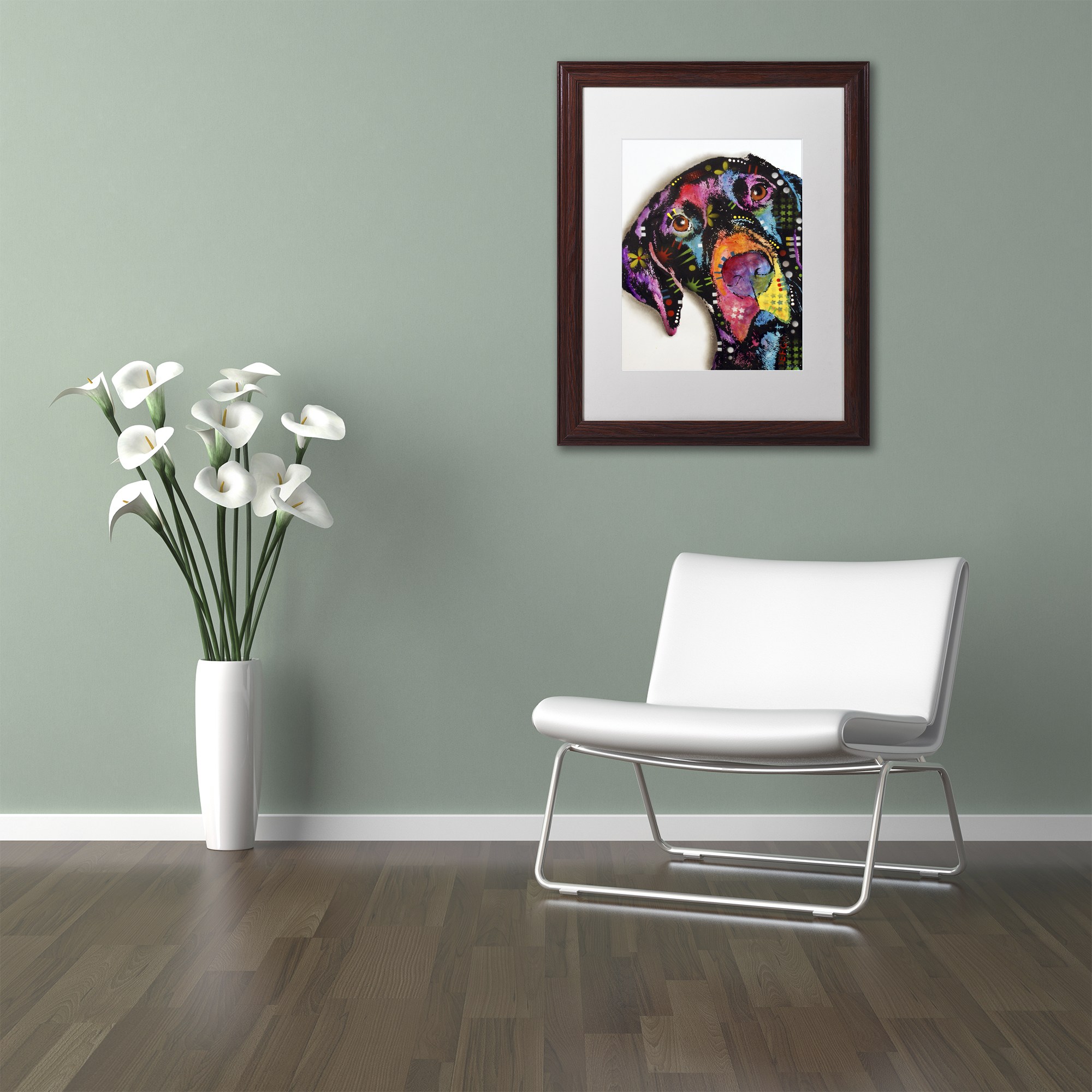 Trademark Fine Art "Pointer" Canvas Art by Dean Russo, White Matte, Wood Frame