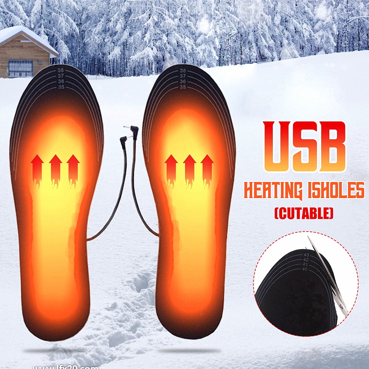 Electric Heated Shoe Cutable Insoles Feet Heater USB Socks Ski Boot