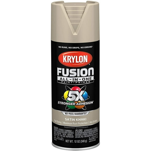 Krylon Fusion All-In-One Spray Paint - Quick Drying, Spray Texture - Satin Khaki Beige, 12 oz