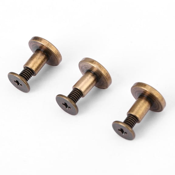 Tebru Brass Rivets, Leather Cap Rivet,20pcs Flat Head Copper Brass Screws Nuts Nails Rivets Leather Cap Accessory