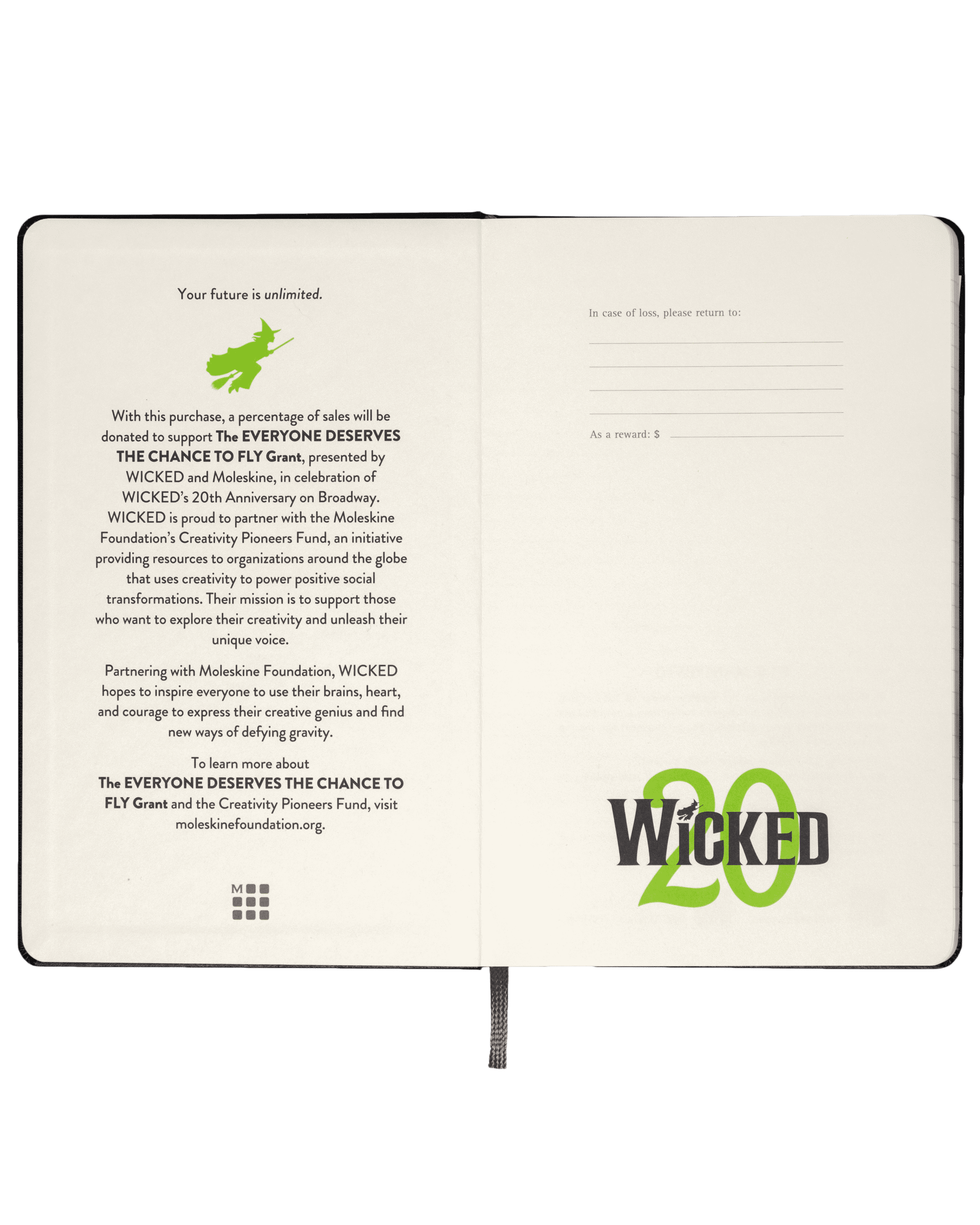 Moleskine Limited Edition Wicked 20th Anniversary Notebook, Hard Cover, Large (5" x 8.25"), Ruled, Black, 240 Pages