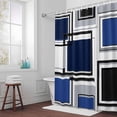 thumbnail image 5 of Abstract Geometric Black Blue Block Fabric Shower Curtain Modern Art Washable Shower Curtains for Bathroom, Waterproof Bath Curtain with Hooks Home Decor 72x84in, 5 of 8