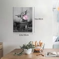 thumbnail image 2 of Black And White Cow Bathroom Wall Decor Highland Cow Canvas Wall Art Funny Animal in Bathtub Picture Pink Bubble Gum Print Farmhouse Artworks Home Decor For Bathroom Living Room Bedroom 12x16 Inch, 2 of 5