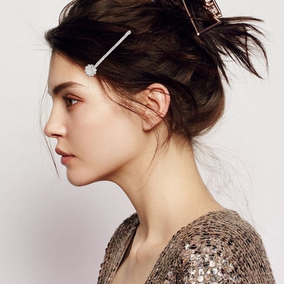 LOLIPPYY 4PCS Clips for Women Rhinestone Embellishment Unique Design for Daily Use Crystal Yellow