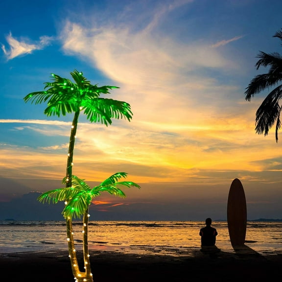 Lighted Artificial Palm Tree 5ft  Palm Tree Lamp Christmas Pool Porch Deck Tropical Party Bar Decor