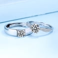 thumbnail image 3 of S925 Sterling Silver Diamond Couple Ring Korean Fashion, 3 of 5