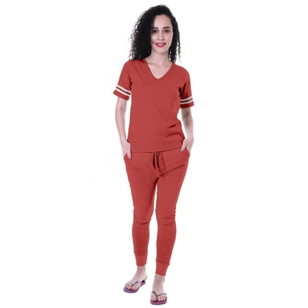 

Moomaya Womens Plain Nightwear Set w/ Pyjama Cotton Sleepwear 2 Pcs Nightdresses-NJ9