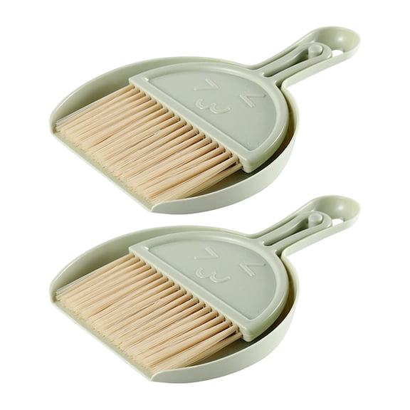 VHXWUGN 2 Pack Mini Broom and Dustpan Set for Home, Car, Kitchen, Table, Kids - Durable Plastic Bristles, Handheld, Hangable, Green