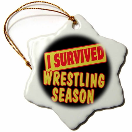 - 3dRose I Survived Wrestling Season Sports Fans Survial Pride And Humor Design, Snowflake Ornament, Porcelain, 3-inch