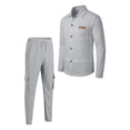 thumbnail image 5 of Zenithor Men's 2 Piece Outfits Winter Warm Long Sleeve Button-Up Shirts and Elastic Waist Cargo Pants Set for Commute Casual S-3XL, 5 of 7