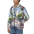 thumbnail image 3 of Goofa Parisian Cafe With Eiffel Pattern Mens Full-zip Hoodie, Zip-up Pullover Hooded Sweatshirt, Kangaroo Pocket Hoodie Ideal for Daily Wear, Travel, and Home-Large, 3 of 5