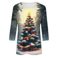 thumbnail image 5 of Elvqul Womens Ugly Shirts Tops 3/4 Sleeve Plus Size Graphic Blue Christmas Crew Neck Shirts for Women Pullover, 5 of 5