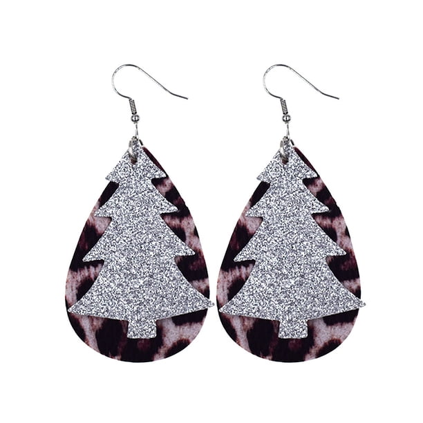 Pendientes para mujer, regalos para mujer, tendencia de moda navideña, personalidad, pendientes colgantes con patrón de cuero, joyería, regalo, pendiente de cuero