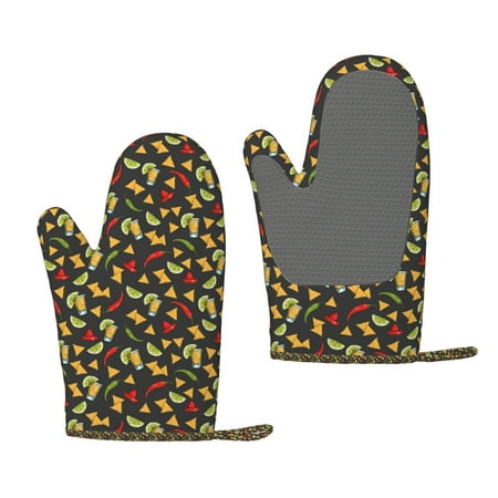 

Zufioo Mexican Food Beer Print Silicone Anti-Scalding Gloves Kitchen Hanging Rope Gloves Kitchen Utensils Suitable for Barbecue Baking Cooking