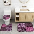 thumbnail image 5 of 4PCS/Set Hot Pink Leopard Print Shower Curtain, Black and White Zebra Print Wildlife Safari Animal Skin Stripe Fashion Women Girly Bathroom Decor, Non-slip Bath Mat Toilet Rug, Cheetah & Zebra, 5 of 7